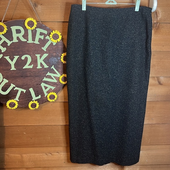 Talbots Vintage Tweed Silk Pebbled Wool Maxi Skirt Academia Business Pencil 14 - Picture 2 of 9